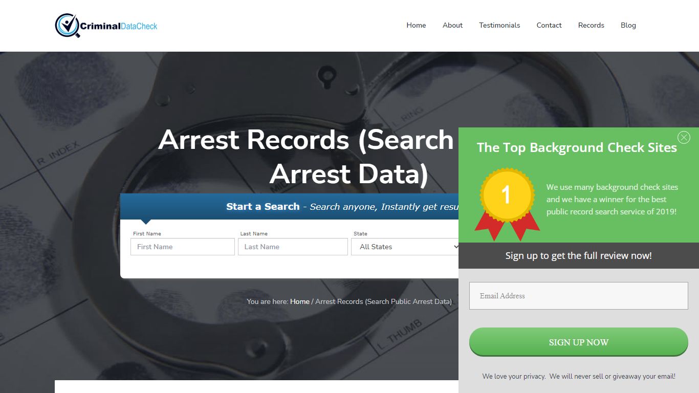 Arrest Records (Search Public Arrest Data) - Criminal Data Check
